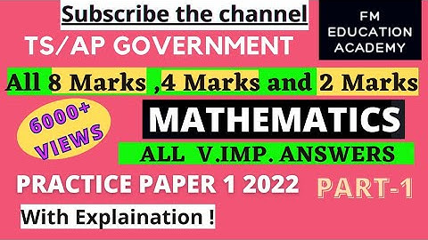 TS CLASS 10 MATHS || VERY IMPORTANT QUESTIONS || 2 MARKS 4 AND 8 MARKS FOR PREFINALS AND BOARD EXAM