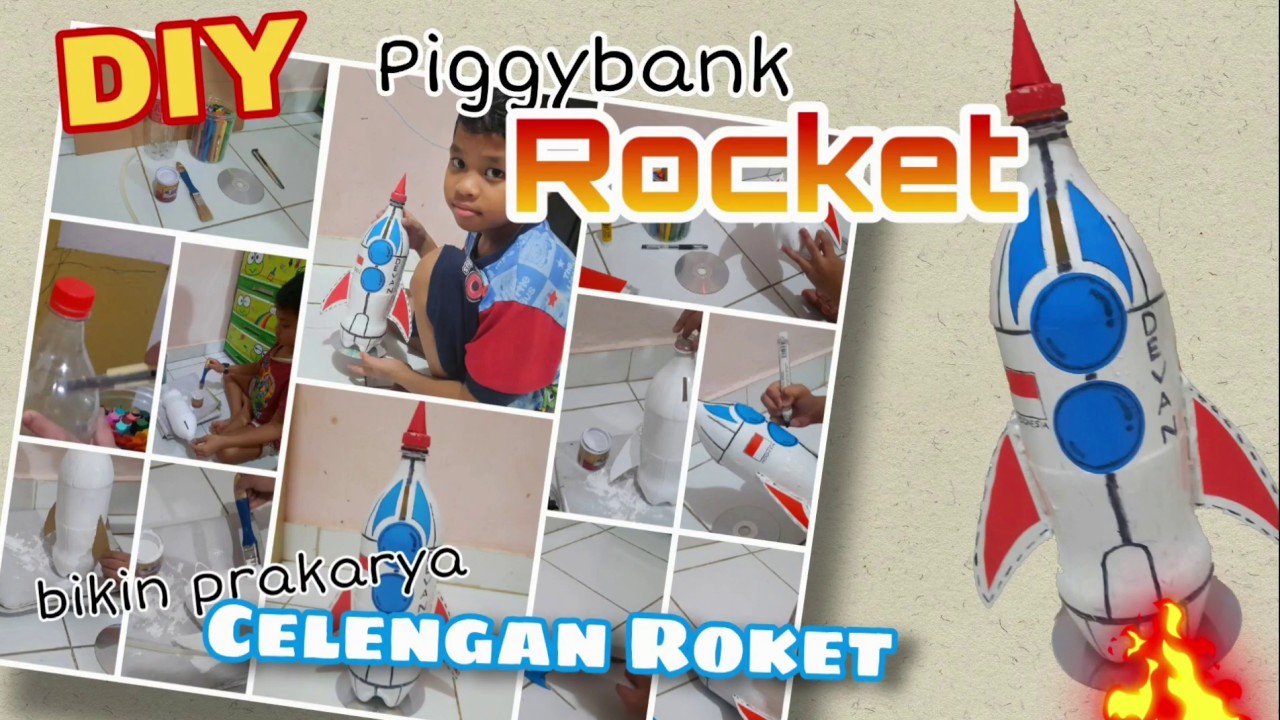 DIY Rockets PiggyBank Prakarya  bikin Celengan Roket  dari  