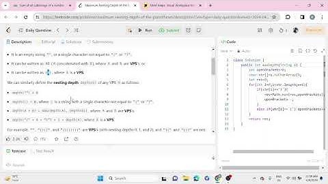 Sum of all substrings of a number & Maximum Nesting Depth of the Parentheses