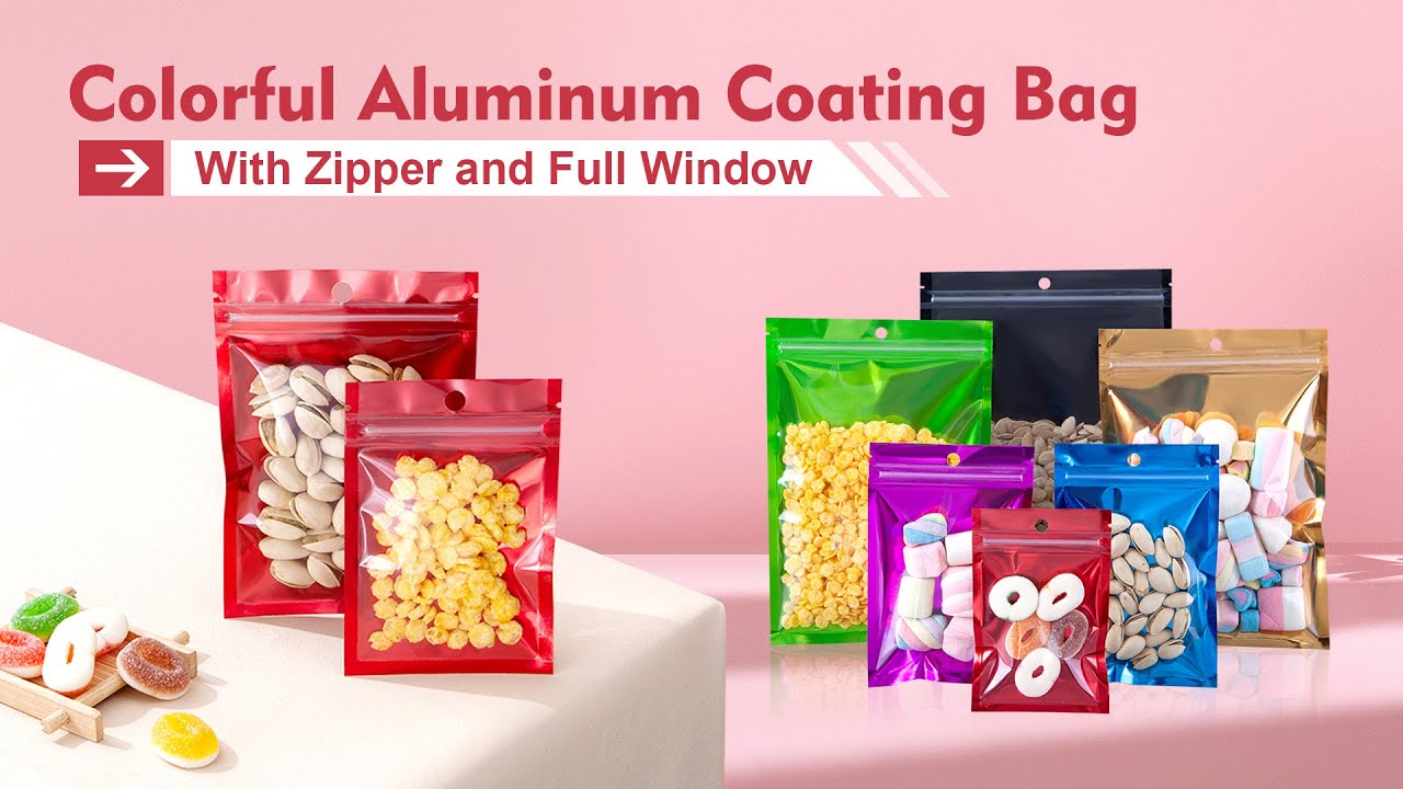 Colorful aluminum foil flat zipper pouch with full window | Soonseal Packaging