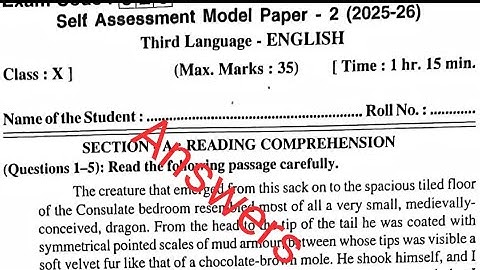 💯10th class english self assessment model 2 real question paper and answers key fa-2 English paper 