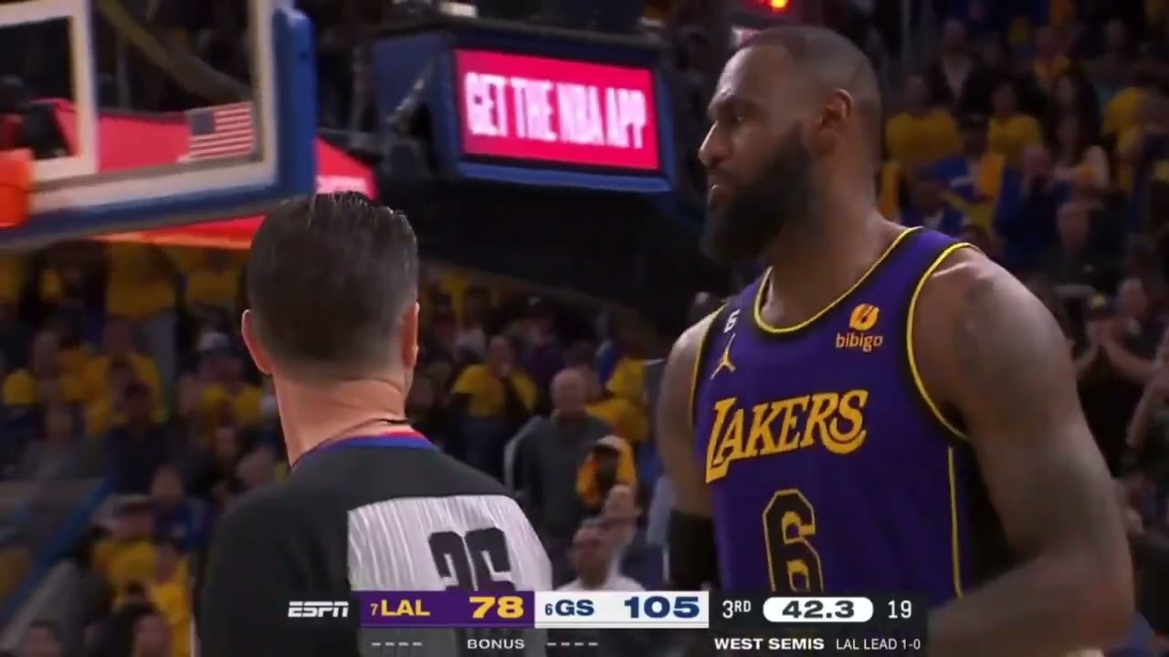 LeBron James Gets a Technical Foul after Arguing with a Ref | Lakers vs Warriors | 2023 NBA Playoffs