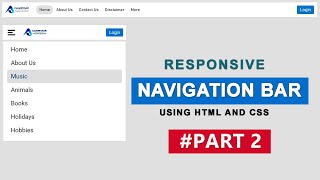 Create responsive navigation bar using html css and javascript - 02