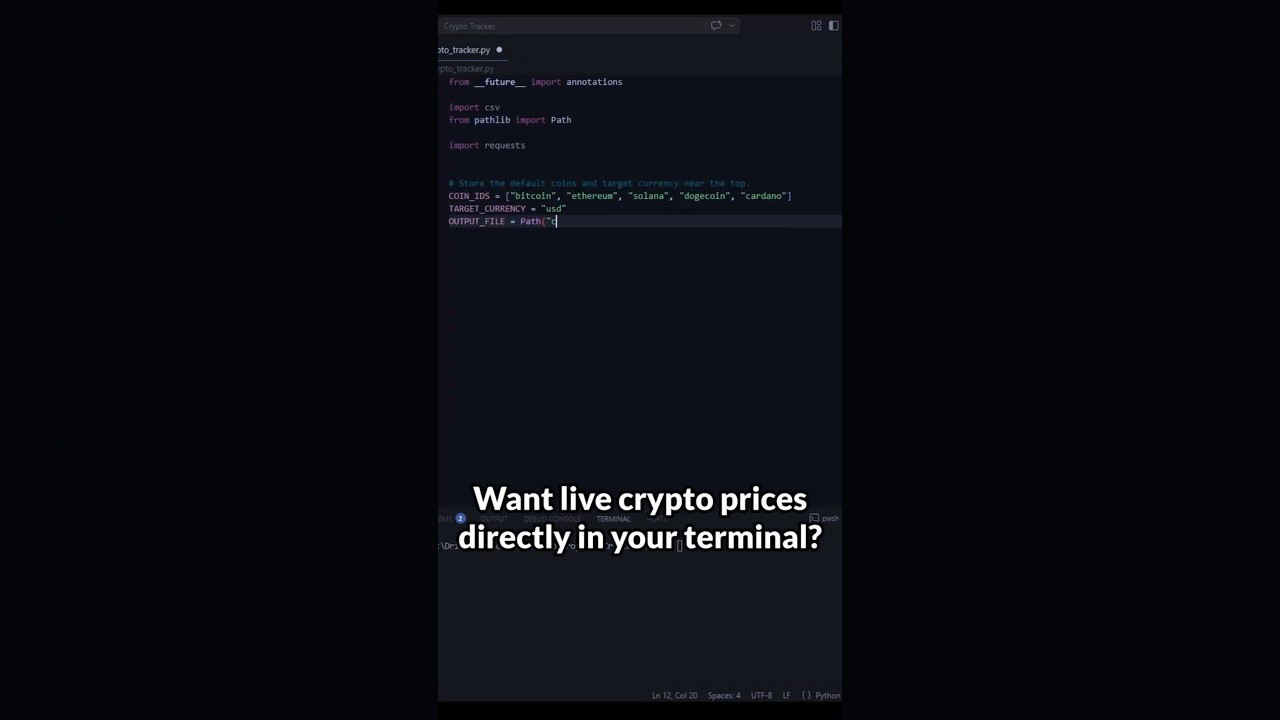 Track Live Crypto Prices With This Python Script #python #coding