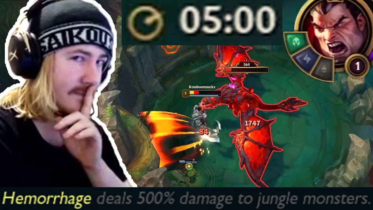 Doing dragon at level 1 in a normal game because Darius' passive does 500% damage to monsters