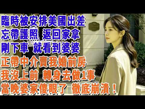 臨時被安排美國出差，忘帶護照 返回家拿，剛下車 就看到婆婆正帶中介賣我婚前房，我沒上前 轉身去做一事，當晚婆家傻眼了 徹底崩潰！#小娟講故事 #情感故事 #老年生活
