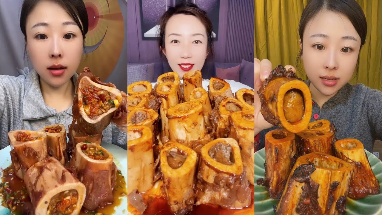 MUKBANG beef bone marrow ASMR  - The best of delicious Lien Huong food #1654