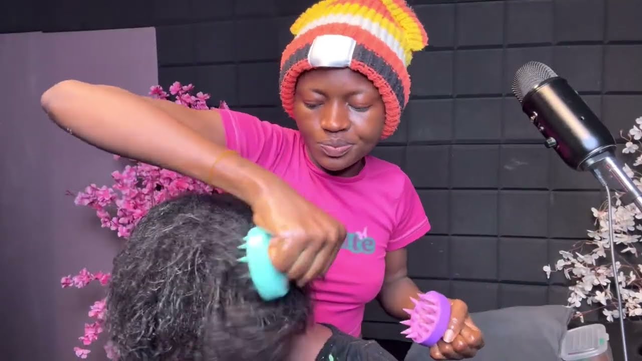 ASMR ✨intense Exfoliating scalp scrub massage with gum cracking 