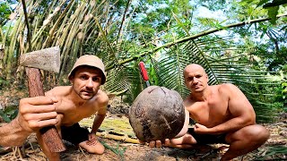 ВЫЖИВАНИЕ С ПОДПИСЧИКОМ на острове в джунглях [Часть-2] Строим примитивный шалаш с бамбука №68