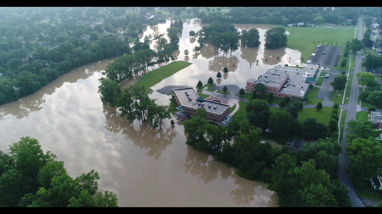 July 2017 Findlay Blanchard river flood drone footage timelapse YouTube