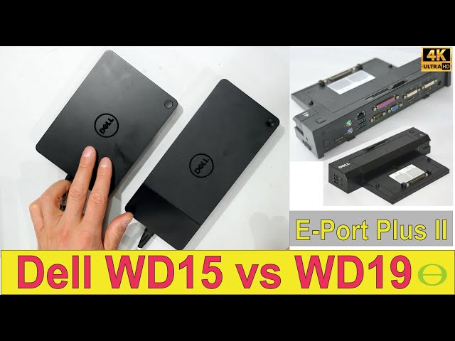 Comparison of the Dell WD19DC and WD15 dock - e-port plus II also shown