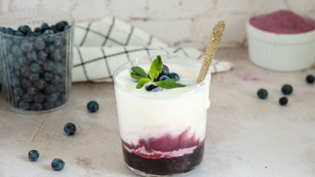 Ombré Yogurt Parfait with Beviva Purple Sweet Potato Powder