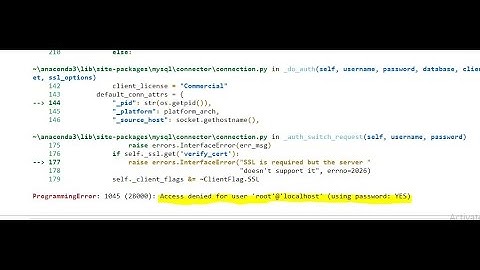 How to Resolve access denied error in my sql with anaconda