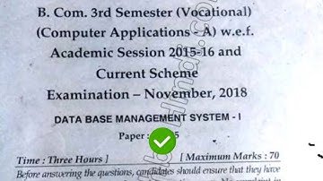 2018 Mdu BCom CA 3rd Sem Database Management System Question Paper