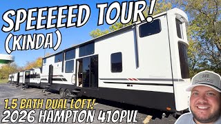 Speedy tour of a 1.5 Bath Dual Loft RV | 2026 Hampton 410PVL
