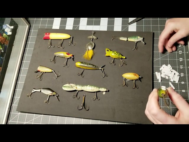 Creating a shadow box display for vintage fishing lures 