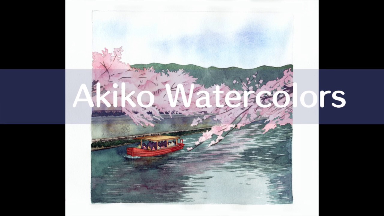 Watercolor Landscape03 透明水彩で描く風景 平安神宮前の岡崎疏水 Youtube Watercolor Landscape03 透明水彩で描く風景 平安神宮前の岡崎疏水 Youtube
