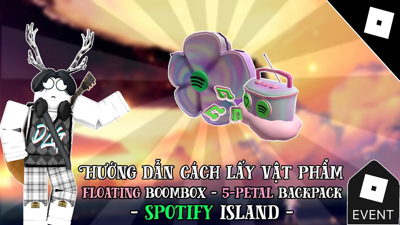 How To Get ALL FREE Items Spotify Island (Roblox) - Floating Boombox,  5-Petal Backpack & 2 Emotes 