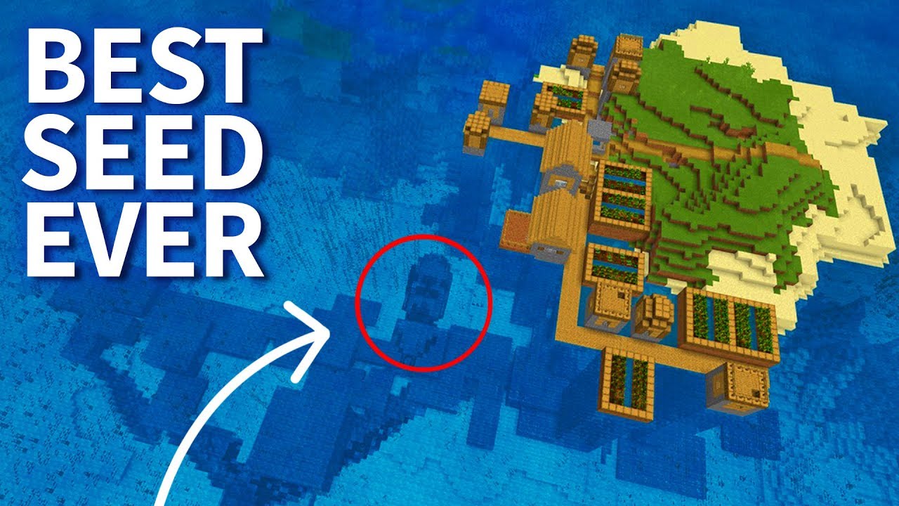 Minecraft 1 5 Best Seed Ever Island With Village Stronghold Shipwreck Mcpe 1 5 1 4 Update Youtube