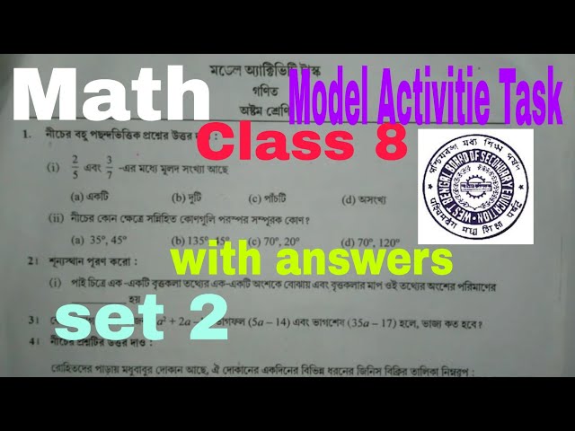 APTF Important | Model Activity Task math part 2 class 8 class=