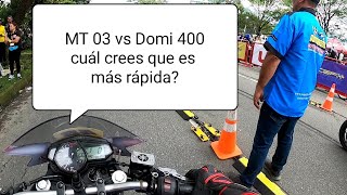 Yamaha MT 03 prueba aceleración / test / cuarto de milla vs bajaj dominar 400 race / review 🔥