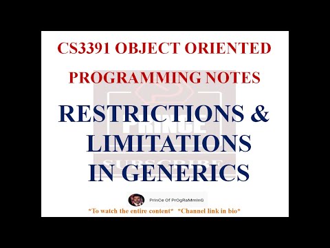 RESTRICTIONS AND LIMITATIONS OF GENERIC PROGRAMMING NOTES| CS3391 OBJECT ORIENTED PROGRAMMING NOTES