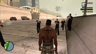 GTA SAN ANDREAS - CJ is surrounded by police and army in a big battle