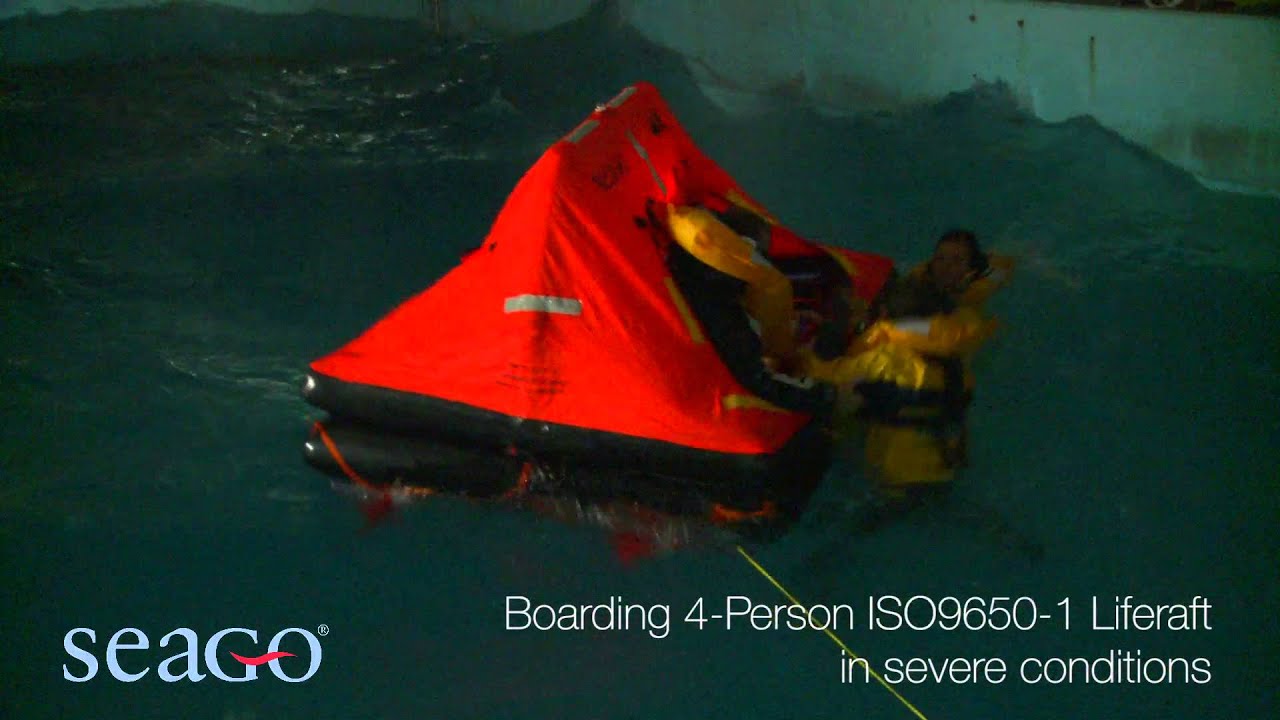 A SEAGO liferaft in a storm scene YouTube