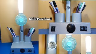 DIY 4 Multi Functional Table Lamp | Make At Home | LED / Fan / Watch / Bluetooth Speaker 2024