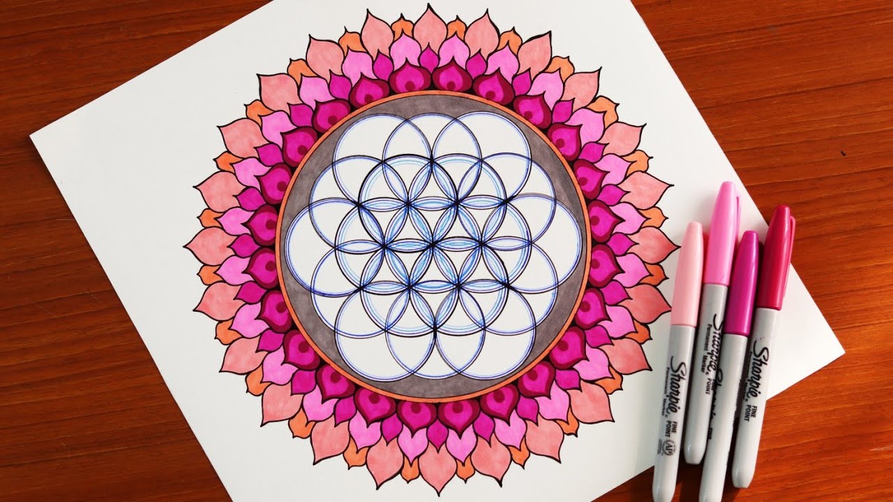 Mandala 7 Flower STENCIL Easy Floral Circle Life Balance DIY Art
