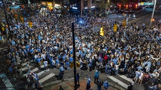 UNC fans flood Franklin street After 84-79 victory over Duke