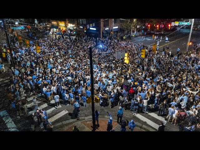 UNC fans flood Franklin street After 84-79 victory over Duke class=