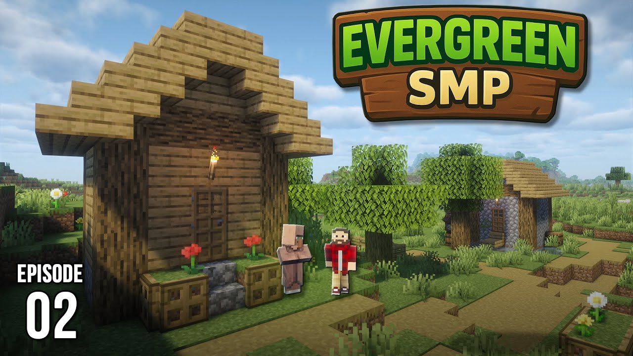 Evergreen SMP Episode 2 | Building a Villager Trading Hall