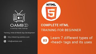 HTML Training in English - #03 7 types of head tag and usages