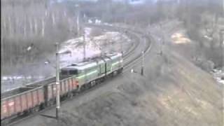 Bellarussian Freight Locomotive 2Te10M Is Leaving Vilnius For Kena.
