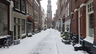 Winter Walk in Snowy Amsterdam ❄ | Centre  Jordaan | The Netherlands 4K