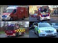 Emergency vehicles responding with different two tone sirens! The sound of Europe?