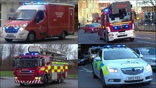 Two tone sirens! Ambulances, Fire Engines & Police cars responding in Europe