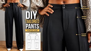 The Simplest Pleated Pants Pattern breakdown ( free pattern from scratch )