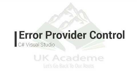 Error Provider in C# Visual Studio