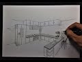 How To Draw Kitchen Set in Two Point Perspective #2