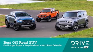 Ford Raptor v Jeep Gladiator v Land Rover Defender | Best Off Road SUV | Drive Car of the Year 2021 screenshot 3
