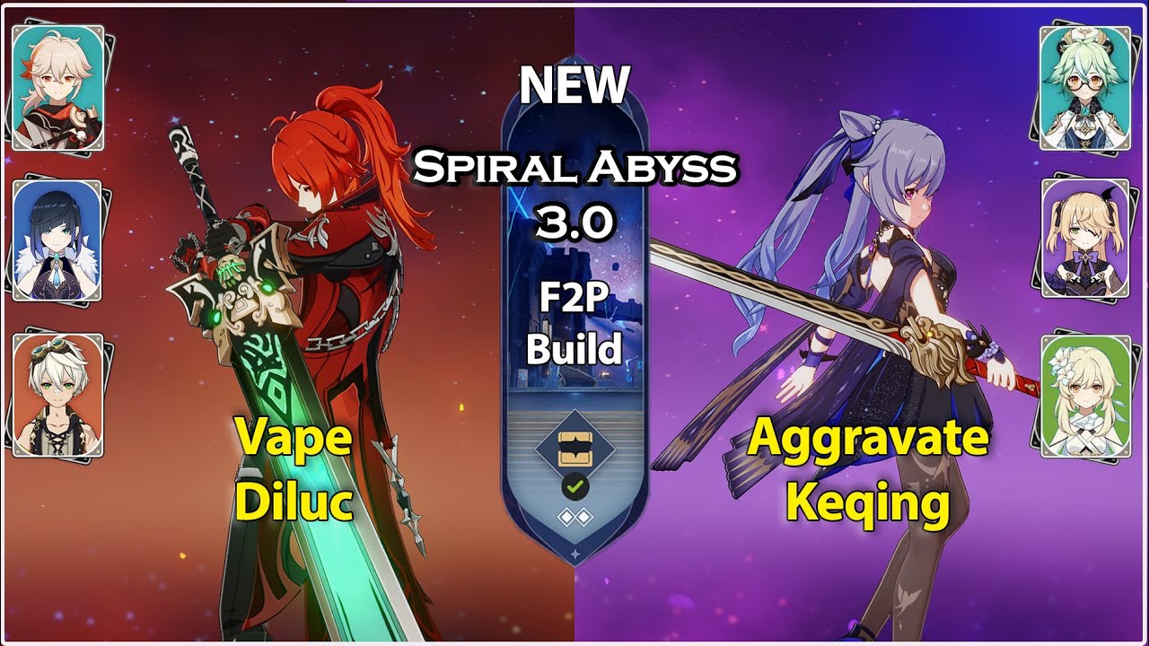 OG DPS | Diluc & Keqing F2P Build | Genshin Impact Spiral Abyss 3.0