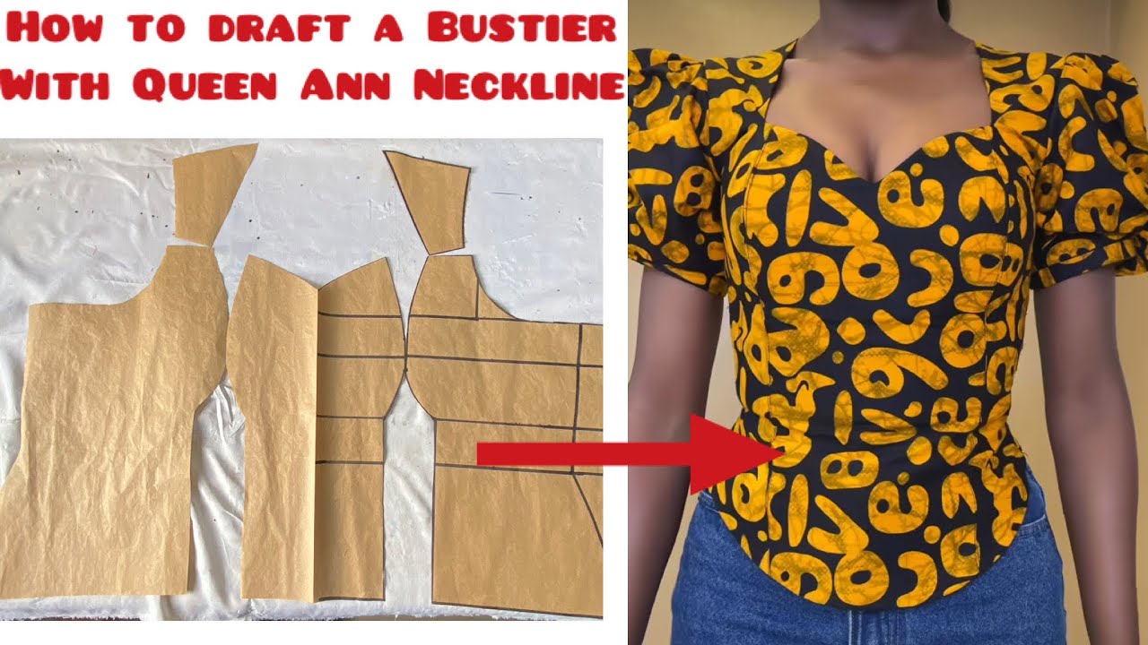 How to Draft a Bustier with Queen Anne Neckline