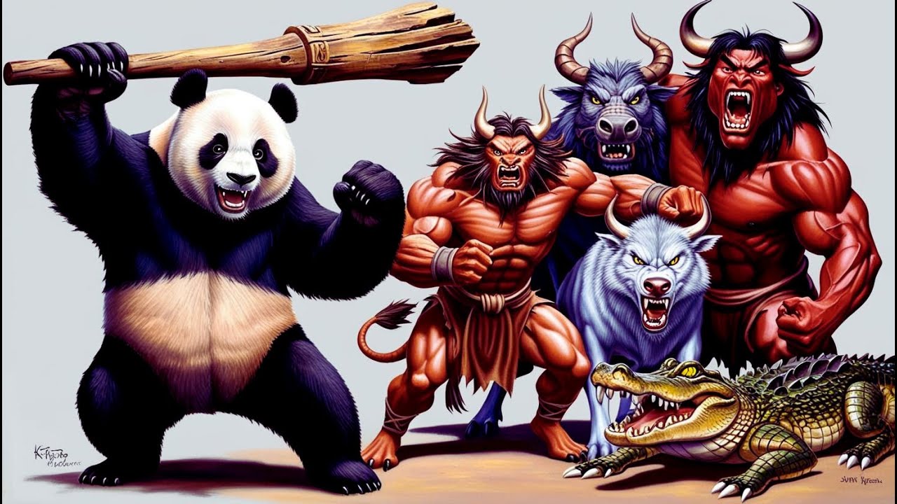 Epic Panda Showdown Wolves, Alien, and a Fiery Dragon! (Crazy Battle)