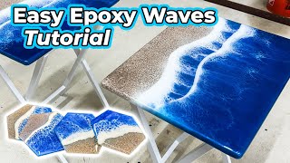 Resin Ocean Waves How to  DIY TV Trays & Coasters