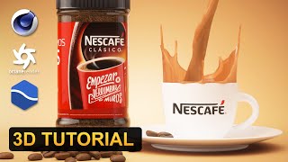 Nescafe 3D Commercial Tutorial with Liquid Simulations in Cinema 4D, Octane Render, Realflow