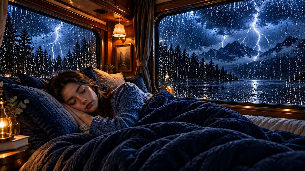 Deep Sleep With Gentle Rain | Peaceful Night Inside a Camping Car