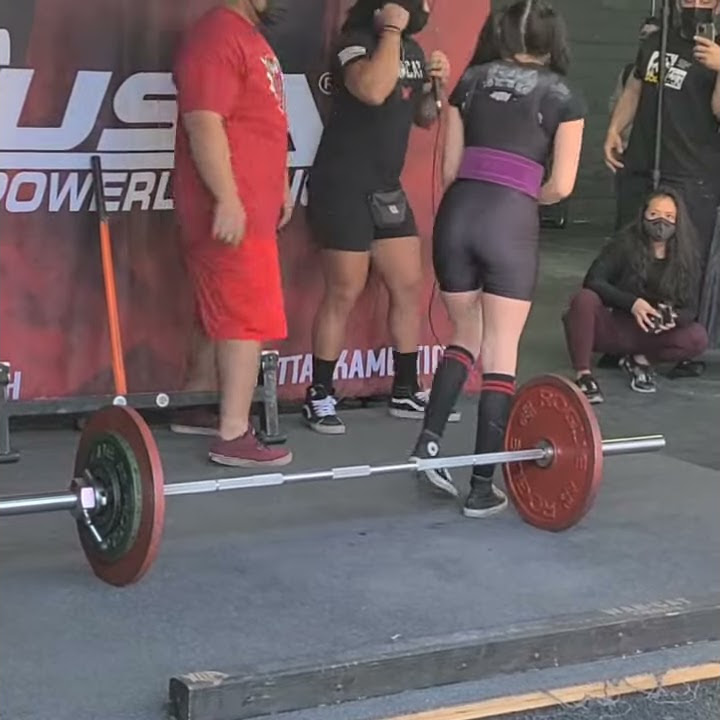 USAPL Sierra Gallegos 100kg/220lb deadlift @100lb body weight CA record/unofficial American record