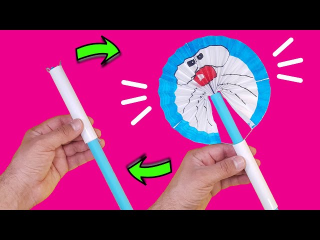 DIY Origami PAPER FAN. Easy paper crafts with Doraemon. class=